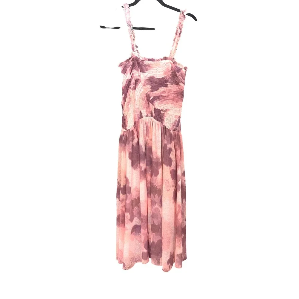 Free People‎ Tessa Smocked Midi Dress Soft Combo Floral Print Ruffle NWOT M